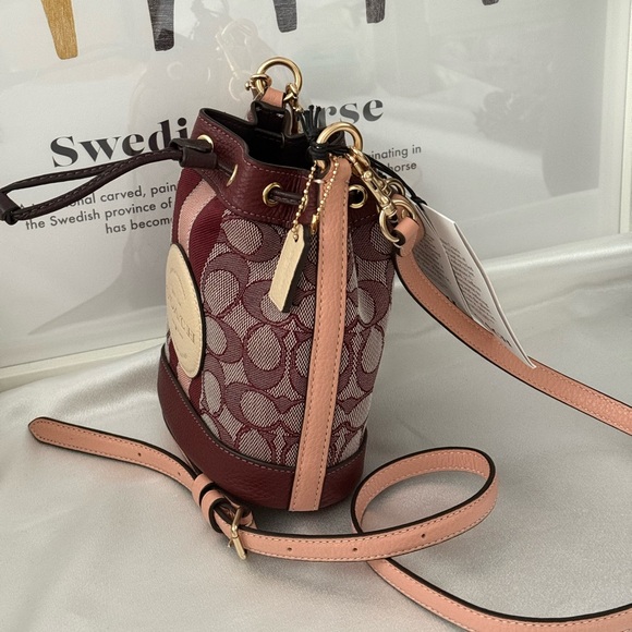 Coach Mini Dempsey Bucket Bag In Signature Jacquard With Stripe And Patch C8322 - Picture 2 of 7